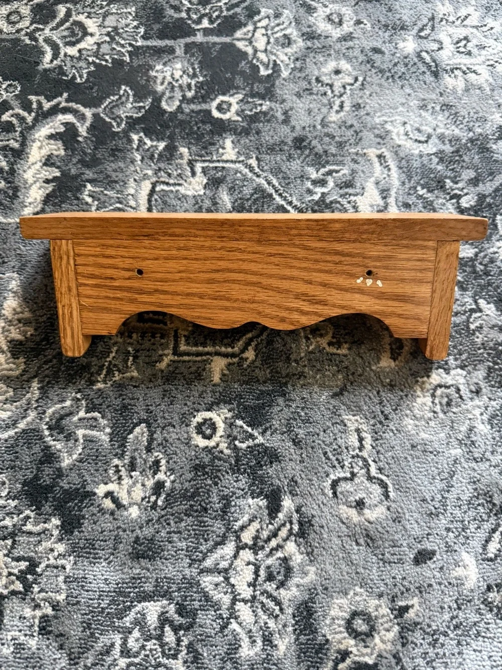 Wall-Mounted Oak Shelf with Hooks Pegs Entryway Keys Jewelry 10”
